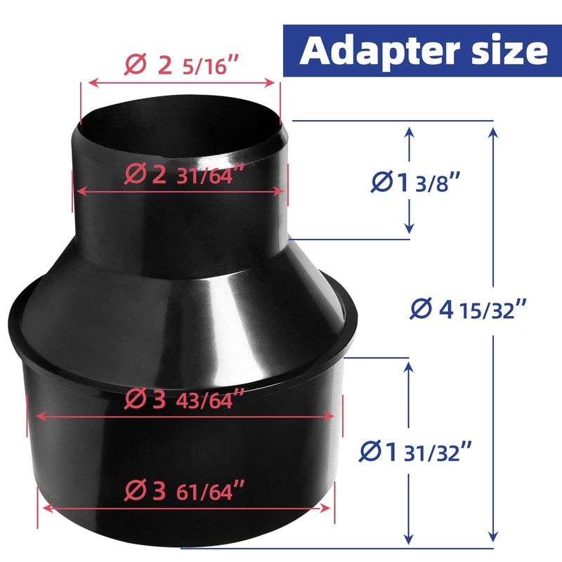 TonGass (Combo Pack) 4" to 2-1/2" Hose Cone Reducer, Dust