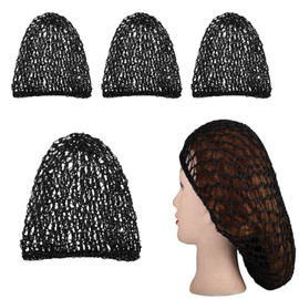Changyeah 4pcs Sleep Hair Nets Black Crochet Thick Hair Triangle Hair Sleeping Soft Rayon Knitting Nets