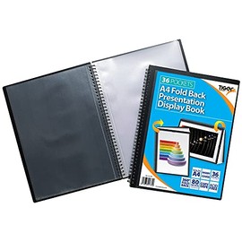 Tiger 36 A4 Pocket Fold Back Display Book - Black