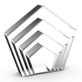 Pentagon Cookie Cutter Set Large - 5 Inch, 4 Inch, 3 Inch, 2 Inch - Geometric Polygon Frame Plaque Cookie Cutters Shapes Molds - Stainless Steel
