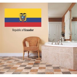 Design With Vinyl Republic of Ecuador Flag Artwork Flag Country Wall Decal for Family - Themed Décor - Size: 6 in x 12 in