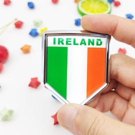 Overdecor Ireland Flag Decal Stickers Car Emblem Irish Car Accessories Decorations Chrome Shield Flag Sticker Decals for Cars Truck Vehicles, 2 Pack