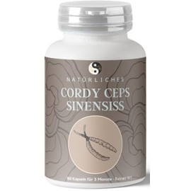 Natural Cordyceps Sinensis Extract, 180 Capsules, 500 mg Extract 10:1 per Capsule, 5000 mg per Day, Vegan