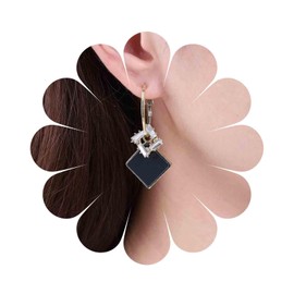 Cimenexe Bohemian Crystal Square Dangle Earrings Black Enamel Square Hoop Earrings Cz Hollow Square Drop Earrings Black Geometric Square Earrings Jewelry for Women and Girls