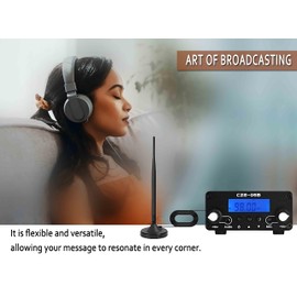 CUIAMAO FM Transmitter for Church Drive-in Movie Long Range Stereo Transmitter for Parking Lot, Lights Show Fireworks Display,School, Supermarket Events