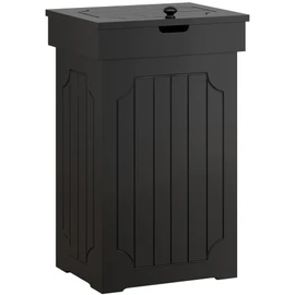 Function Home Trash Can Cabinet, 13 Gallon Kitchen Garbage Can, Wooden Recycling Trash Bin, Freestanding Dog Proof Trash Can, Farmhouse Trash Cabinet with Lid for Home Kitchen Bedroom, Black