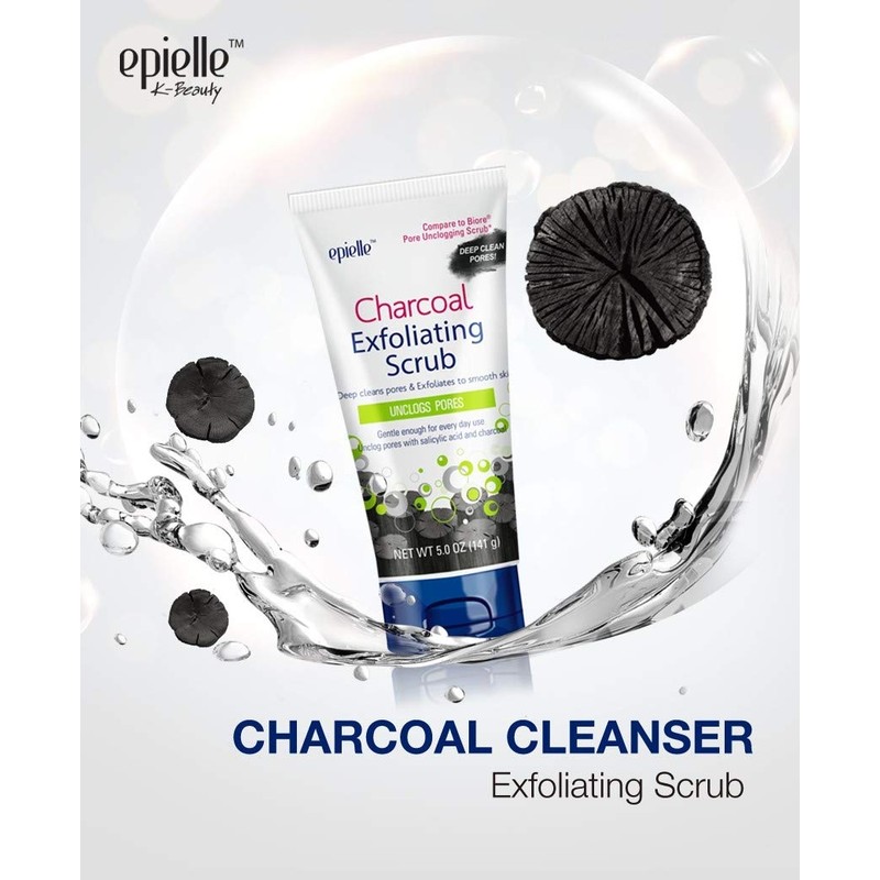 Epielle Charcoal Exfoliating Scrub (2pk) - Deeply cleans unclogged pores