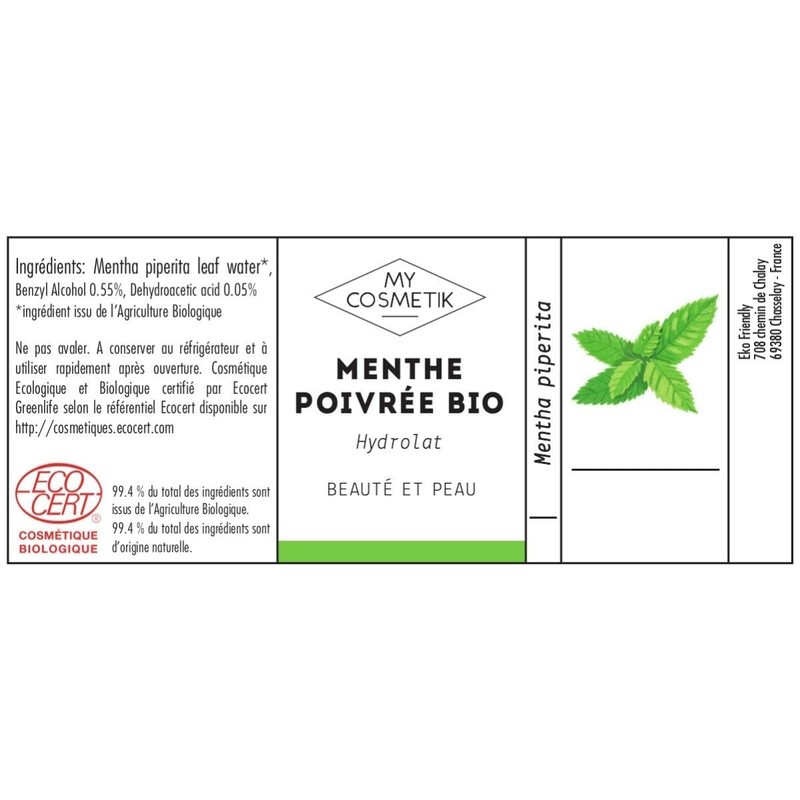 Hydrolate Peppermint Organic Cosmetics MY COSMETIK 100 ml