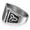 Stainless Steel Irish Celtic Knot Black Enamel Signet Ring (U)