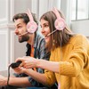Headphone Pink Gaming Headset with Removable Cat Ears, with Surround