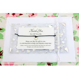 Thank You Gifts | Appreciation Gifts | Thank You For All You Do Wish Bracelet | Leaving Gifts | To Say Thanks | Teacher | Teaching Assistant(Black)