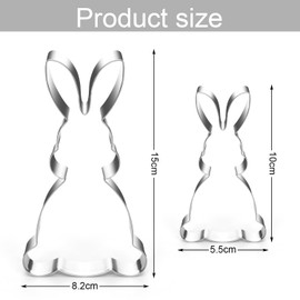 Augesak Easter Bunny Large, Pack of 2 Cookie Cutters, Easter, Rabbit Cookie Cutter, Large, Easter Stainless Steel Rabbit Cutter, Cookie Cutter Rabbit for DIY Easter Baking