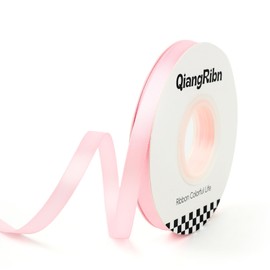 3/8Inch 25Yards Pink Satin Ribbon Double Side Fabric Ribbon for Gift Flower Wrapping Bow Handwork Roses Fabric Packing Ribbons for Wedding Party Festival Invitation Decorations DIY Crafts Ribbons