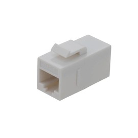 NavePoint CAT6 UTP Inline Keystone Coupler, RJ45 Female to RJ45 Female, Snap-in, 25 Pack, White