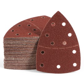 Shawya 50 PCS Mouse Sander Sandpaper for Mouse Sander 11 Hole Detail Sandpaper Sanding Paper 40 Grit Hook and Loop Sander Pads Triangular Sanding Sheets Abrasive Sanding Paper