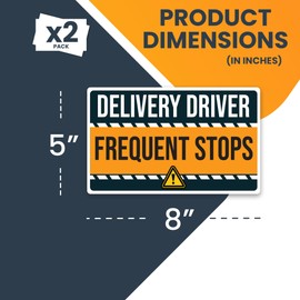 Magnet Me Up Caution Frequent Stops Delivery Driver Magnet Decal, 2PK, 5x8 inch, Heavy Duty Automotive Magnet for Car, Truck, Any Magnetic Surface, for Flex Delivery Driver, Made in USA