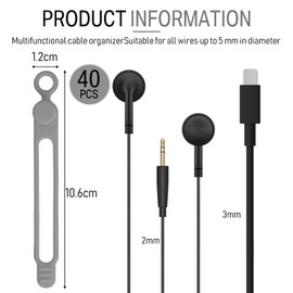 Nuanchu 40 Pcs Silicone Cable Ties Reusable Holder Strap Cord Ties Adjustable Cable Straps Charging Cable Organizer for Fastening Cable Charging Cords Wires (Gray,4.17 Inch)