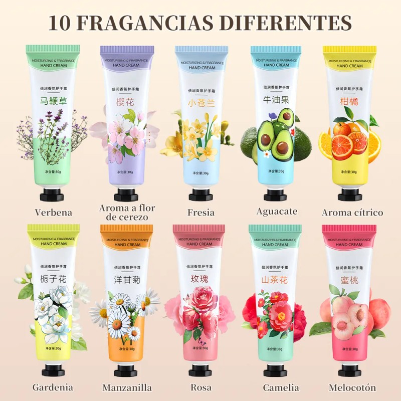 10pcs Crema Manos Hidratante Reparadora Para Piel Seca Frutos Rojos