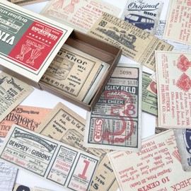 TNYKER 60pcs Antique Retro Mini Memo Junk Journal Collage Notebook Notebook Album Calendar Paper Box (Tickets)