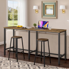 YATINEY 78.7" Long Bar Table, Counter Bar Height Table, High Top Table, Rectangular Hightop Bar Pub, for Kitchen, Living Room, Entryway, Rustic Brown and Black BT20BR