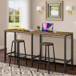 YATINEY 78.7" Long Bar Table, Counter Bar Height Table, High Top Table, Rectangular Hightop Bar Pub, for Kitchen, Living Room, Entryway, Rustic Brown and Black BT20BR