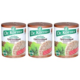 Dr. Korner Buckwheat Crispbread Puffed Cakes Gluten Free Vegan, 3.53 oz / 100 g (Pack of 3)