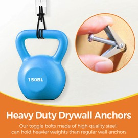 Rerdeim【34 Sets】 Toggle Bolts, Wall Anchor, 1/4" 3/16" 1/8" Butterfly Drywall Anchors, Heavy Duty Metal Screws for Hollow Wall Ceiling Sheetrock, Taquetes para Drywall