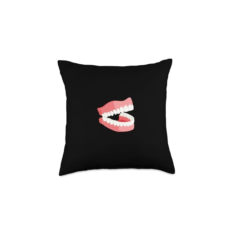False Teeth Dentures Funny Dentist Prosthodontist Throw Pillow