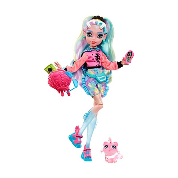 Monster High Doll, Lagoona Blue with Accessories and Pet Piranha, Posable Fashion Doll with Colorful Streaked Hair​​​
