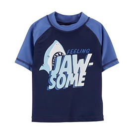 OshKosh B'Gosh boys Rashguard Rash Guard Shirt, Eclipse Blue Jawsome, 4 US