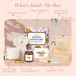Miscarriage Sympathy Gifts for Mothers: Pregnancy Loss Memorial Basket with Suncatcher, Unique Comfort Bereavement Box for Baby & Loved One Remembrance, Condolences Care Package Idea for Mom