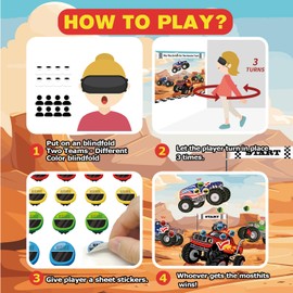 TYHJOY Monster Truck Birthday Party Supplies Decorations, Pin The Driver on The Monster Truck Game, Car Theme Birthday Party Supplies Boys Party