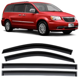 Voron Glass Tape-on Extra Durable Rain Guards for Dodge Grand Caravan 2008-2023/Chrysler Town&Country 2008-2016/Volkswagen Routan 2009-2012, Window Deflectors, Vent Window Visors, 4 Pieces-100435