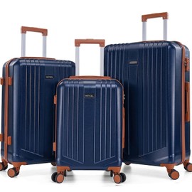 Hoteel Luggage Sets 3 Piece, 4-Yr Warranty Durable Suitcase Dual-Spinner Wheel TSA Lock, Lightweight Travel Hardshell PC+ABS Carry on Luggage for Men&Women, Navy(20/24/28 inch)