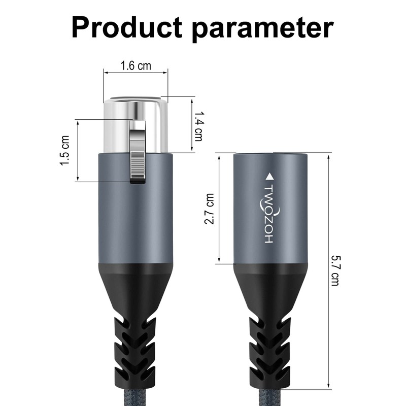 Twozoh XLR Male to Female Audio Cable 5 m Pack