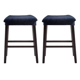 Bifaunvogel Bar Stool Cover Rectangle Set of 2 Velvet Stretch Counter Height Bar stools Slipcovers Saddle Stool Slipcover Bench Seat Protector Backless Bar Stools Covers for Kitchen Counter Black