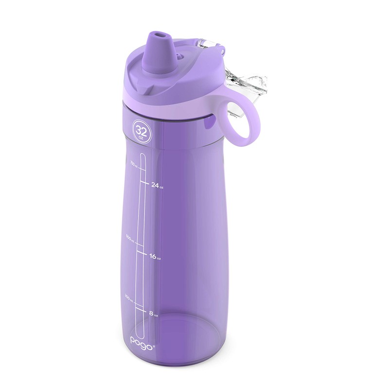 Pogo BPA-Free Tritan Plastic Water Bottle with Soft Straw, 32