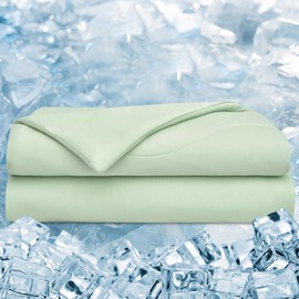 PHF Double Cooling Comforter Queen for Hot Sleepers, Soft Breathable Double Side Cold Blanket for Night Sweats Absorbs Body Heat, Q-Max>0.5 Arc-Chill Cool Lightweight Summer Comforter,90"x90",Green