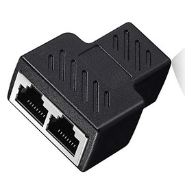 ANRANK RJ45 Splitter Adapter 1 to 2 Dual Female Port CAT7/6/5e/5 LAN Ethernet Converter (Black)