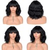 CoCrowns Short Wavy Wig with Air Bangs Shoulder Length Women's
