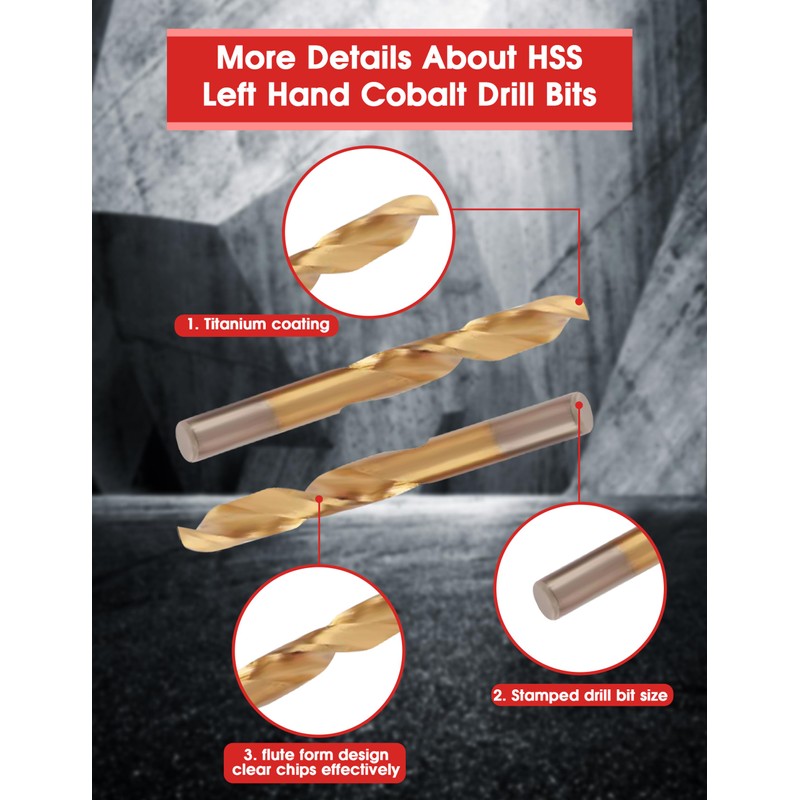 10PCS Left Handed Drill Bits and Extractor, 2 in 1