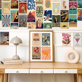 FGXY 100pcs Vintage Wall Collage Kit, Aesthetic Picture Indie Vintage Rock Wall Collage Kit, Retro Music Concert Album, for Retro Enthusiasts and Family and Friends