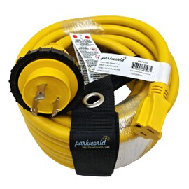 Parkworld 691975 RV Pigtail Shore Power 30A Male L5-30P to 5-15R Female 15A Dogbone Adapter Power Cord Twist Lock L5-30P Male to 5-15R Female (50FT)