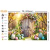 WOLADA Easter Backdrop Easter Wooden Door Forest Backdrop Outdoor Forest
