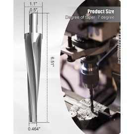 7 Degree Ball Joint Tapered Reamer, 6542 High-Speed Tool Steel Ball Joint Reamer, Tapered Reamer for 1-1/2" Per Foot, Tapered Reamer Tie Rod