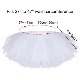 Yymobt 2 Pack White Tutu Tulle Skirt for Women 5 Layered Stretchy Puffy Fluffy Adult Dance Skirt for 80s Ballerina Party Costume