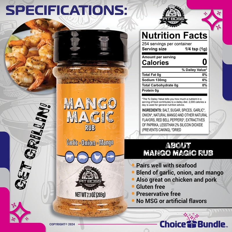Pit Boss Mango Magic Premium BBQ Barbecue Mixed Seasoning Spice