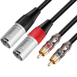 Devinal Dual XLR Male to RCA/Phono Audio HiFi Cord, 2 XLR to 2 RCA Interconnect Lead Patch Wire Adapter, 3.3 FT