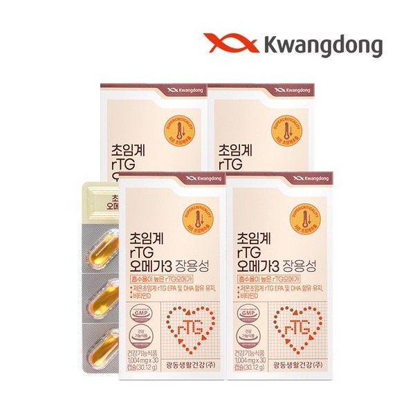 Guangdong Supercritical Altige Omega 3 Enteric Coated Vitamin D 30 Capsules 4 Boxes / Blood Circulation Bone Health / 광동 초임계 알티지오메가3 장용성 비타민D 30캡슐 4박스 / 혈행 뼈건강
