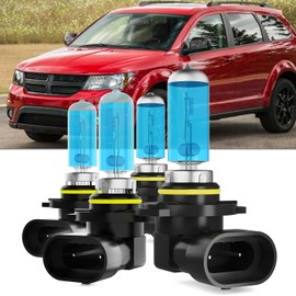 TTDBDAN Headlight Bulbs Fit For Dodge Journey 2011-2018,9005/H10/HB3 High Beam 9006/HB4 Low Beam High Performance Upgraded Halogen Light Bulbs Combo,Super Light 6000K White,Plug n Play,4-Pack